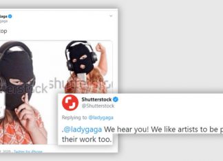 Lady Gaga critique les pirates de la musique avec des photos piratées. Shutterstock répond

