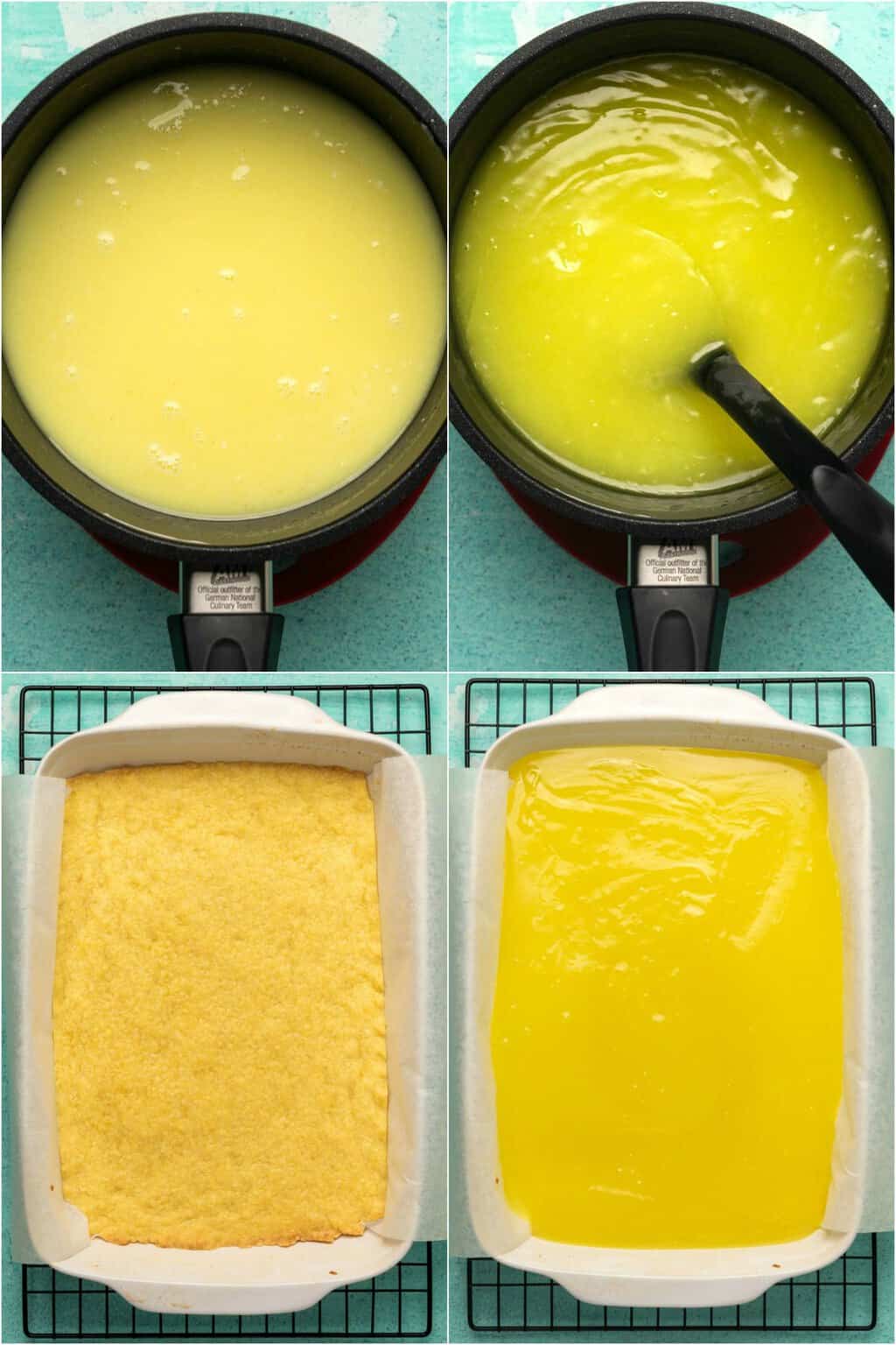 Étape par étape, collage de photos de fabrication de barres de citron végétaliennes.