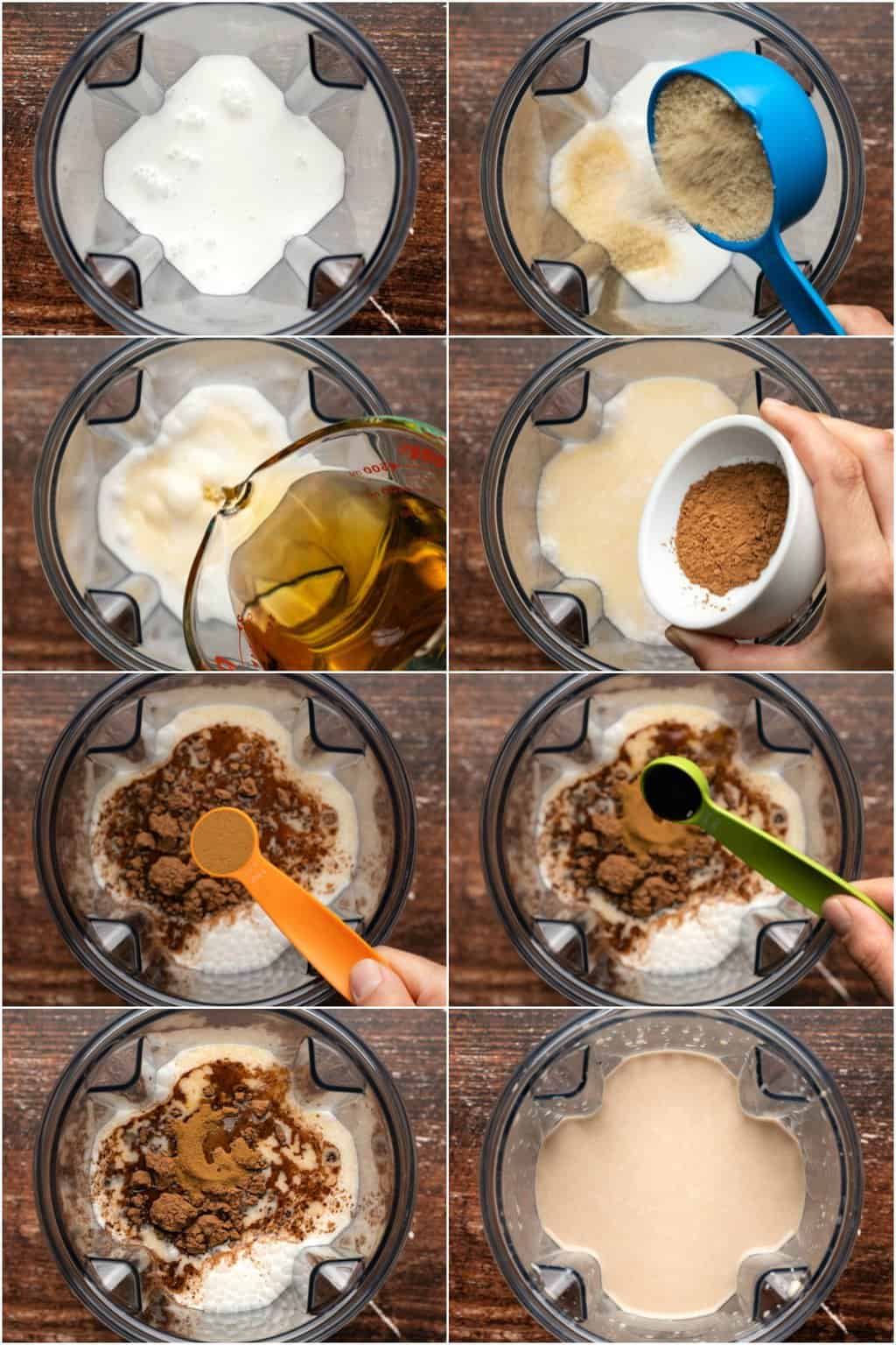 Processus étape par étape de collage de photos de fabrication de baileys végétaliens. 
