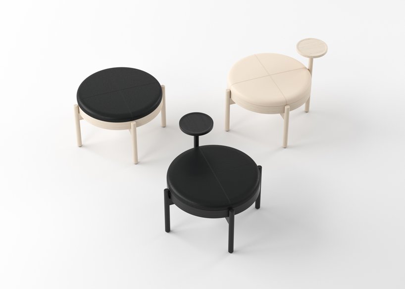 kauppi & kauppi conçoit la collection hygge de poufs en bois avec accessoires complémentaires