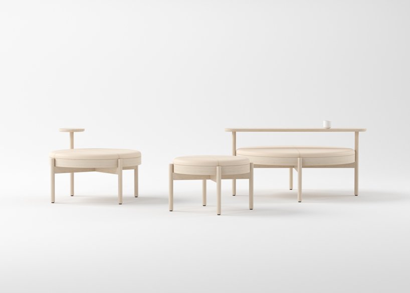 kauppi & kauppi conçoit la collection hygge de poufs en bois avec accessoires complémentaires