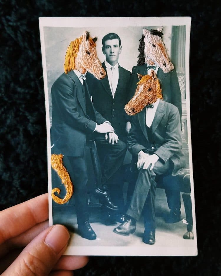 Photographies cousues à la main de Han Cao