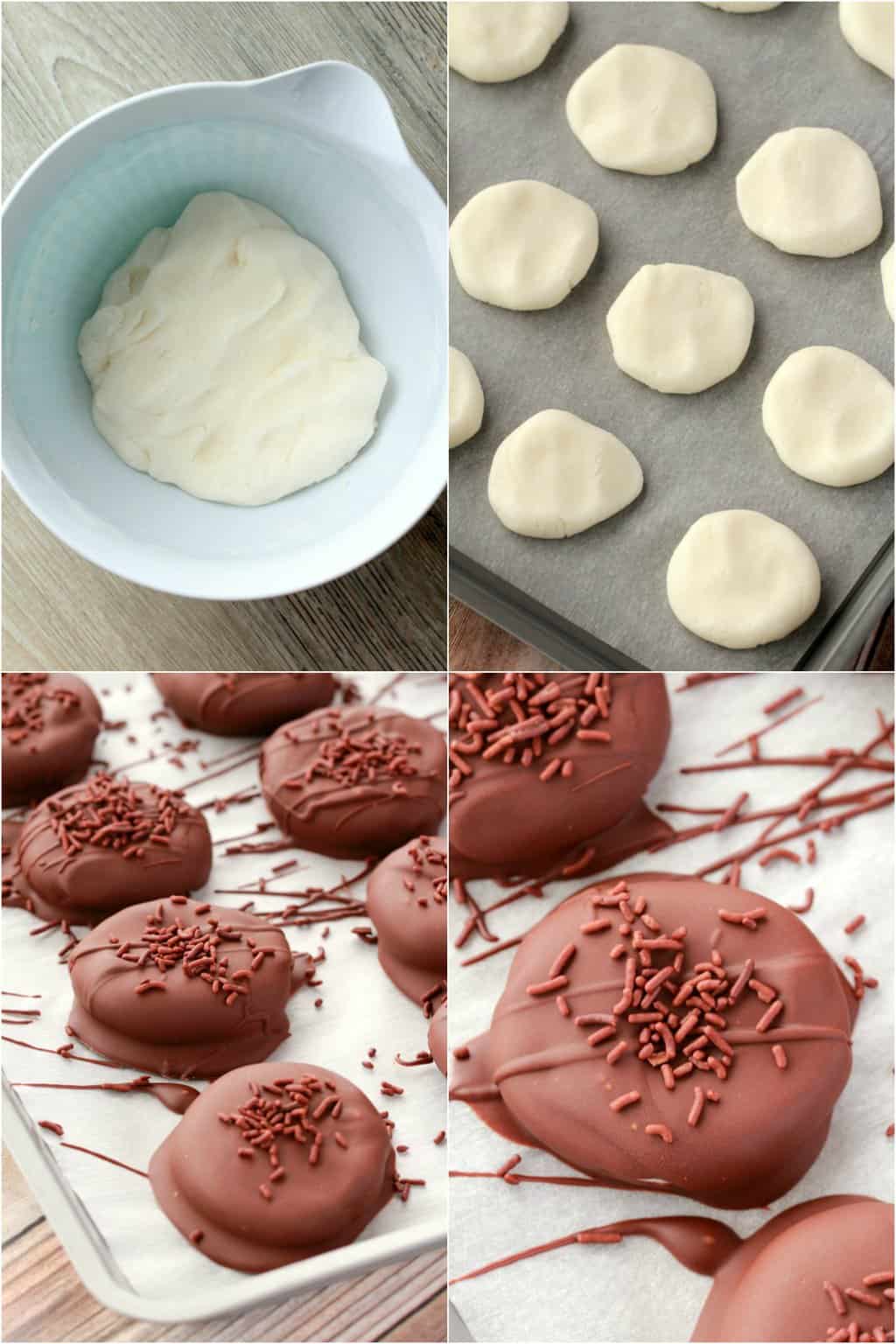 Étape par étape, collage de photos de fabrication de galettes de menthe poivrée végétaliennes.