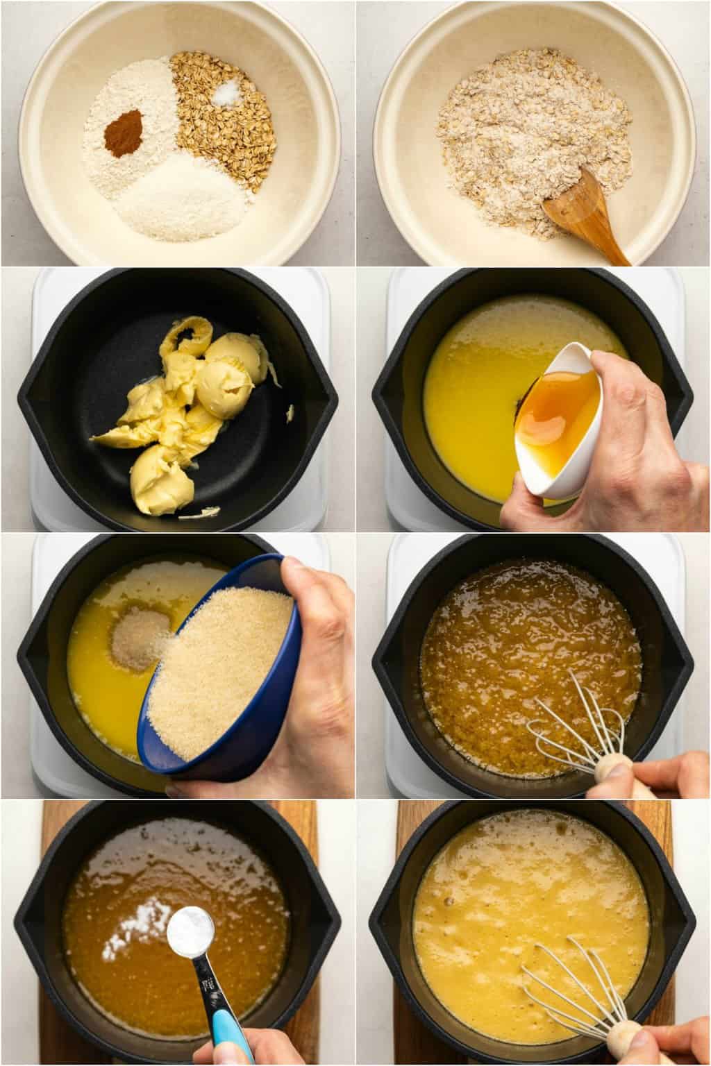 Étape par étape, procédez au collage de photos de fabrication de barres d'avoine végétaliennes.