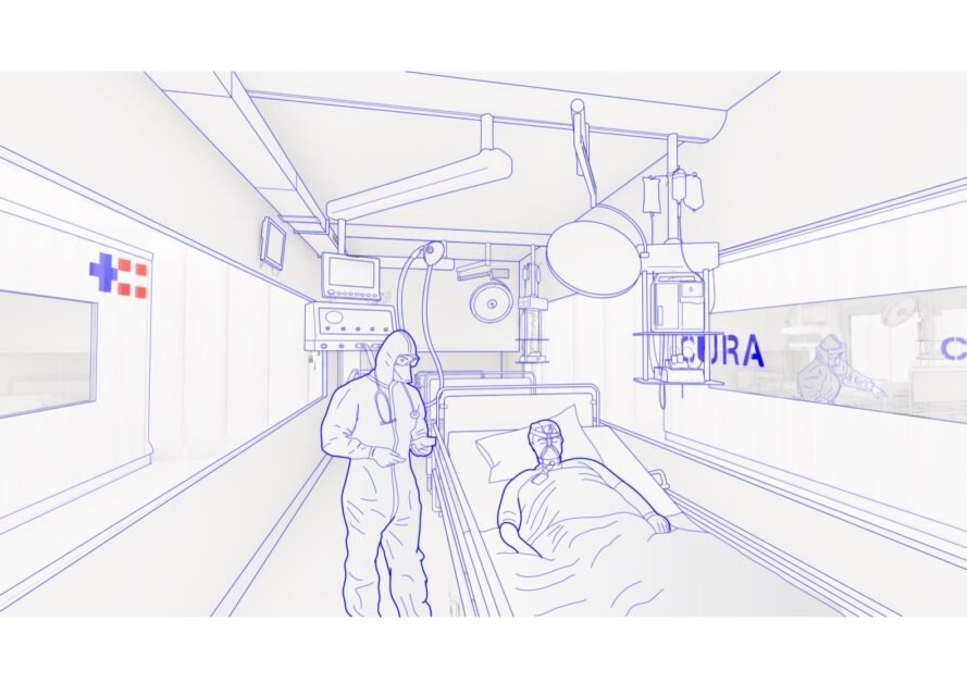 rendu, docteur, patient, intérieur, expédition, récipient