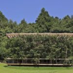 Près de 20 arbres vivants soutiennent cette tonnelle de jardin luxuriante au Japon