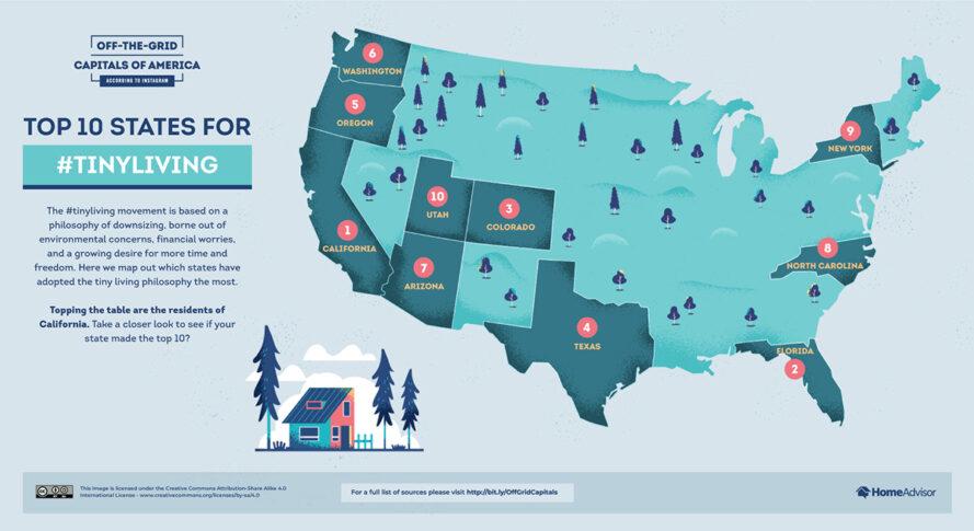 une carte détaillant les dix premiers États pour les petits habitants des États-Unis