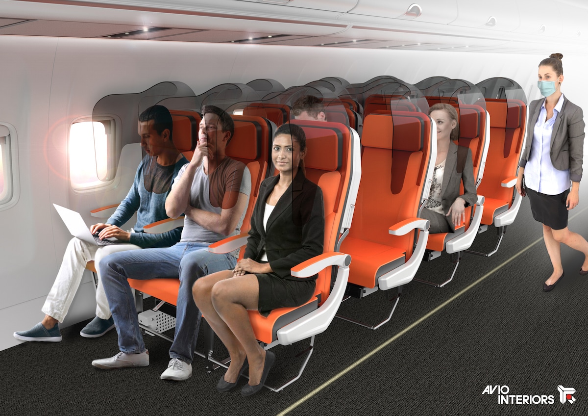 Avion avec housses de siège pour empêcher la propagation des germes