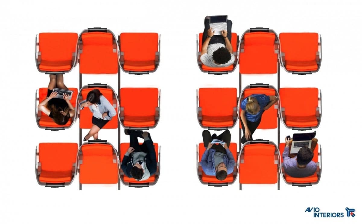 Disposition des sièges Zig Zag dans l'avion pour prévenir la maladie