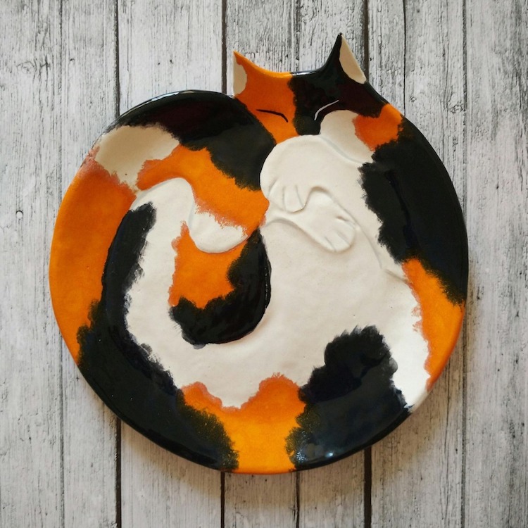 Assiettes en céramique Cat par Taniko Ga