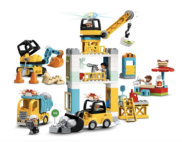 Ensemble LEGO de grue à tour et de construction