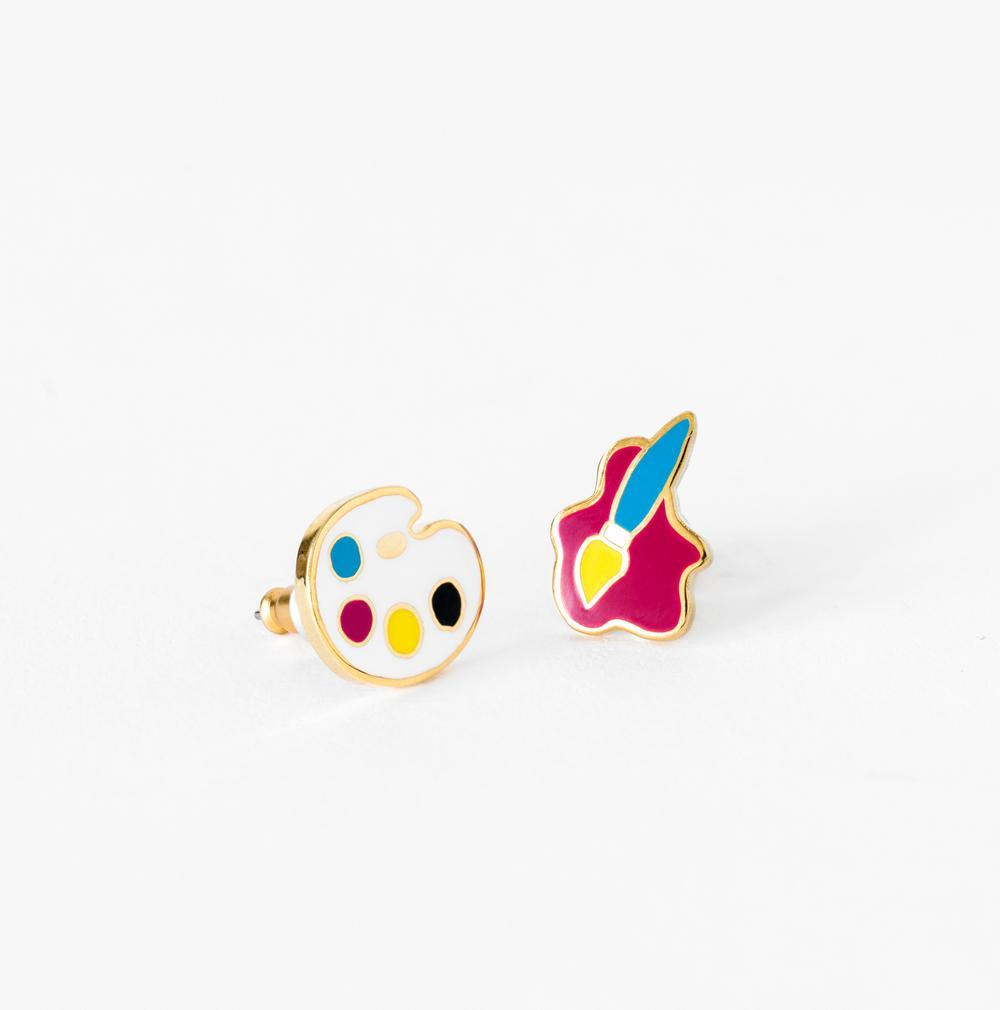 Boucles d'oreilles pinceau et palette