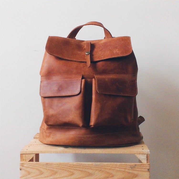 Sac à dos en cuir doublé