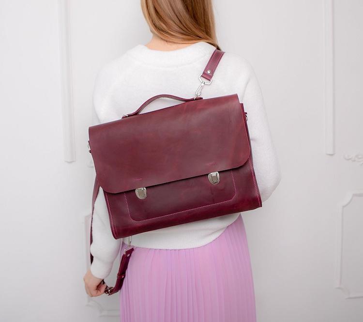 Sac à dos et cartable convertibles en cuir