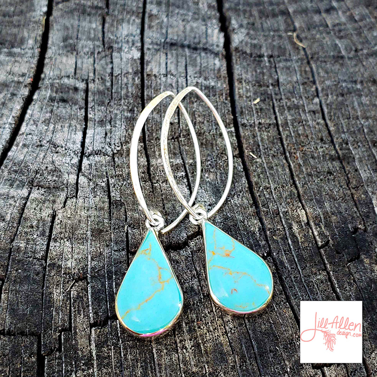 Boucles d'oreilles turquoise pierre de naissance décembre