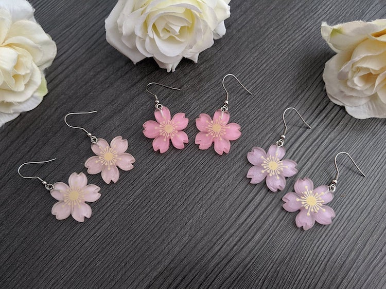 Boucles d'oreilles fleur de cerisier