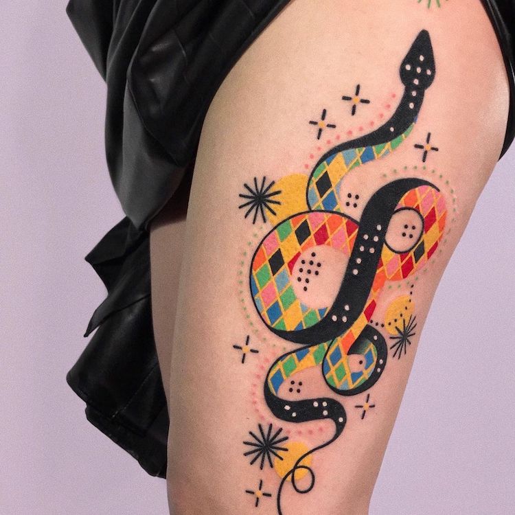 Tatouages ​​animaux abstraits par poule