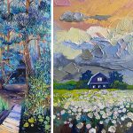 Les empâtements et les grosses touches de peinture rendent les paysages de rêve dans de riches couches de couleurs