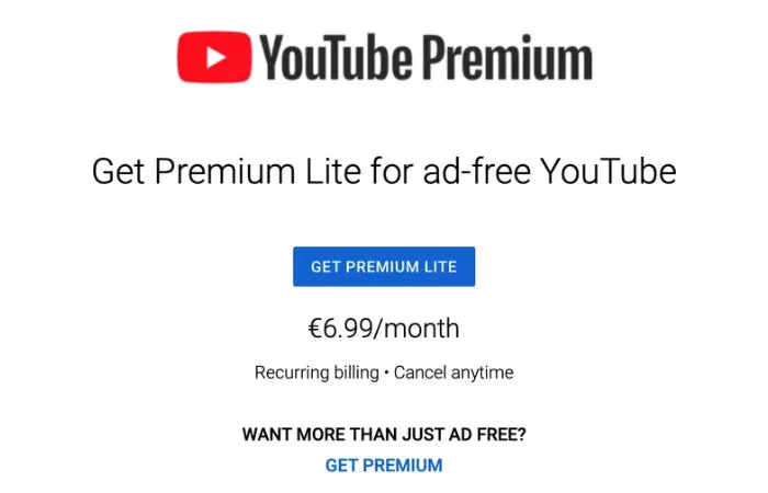 YouTube teste l'abonnement gratuit à la publicité Premium Lite