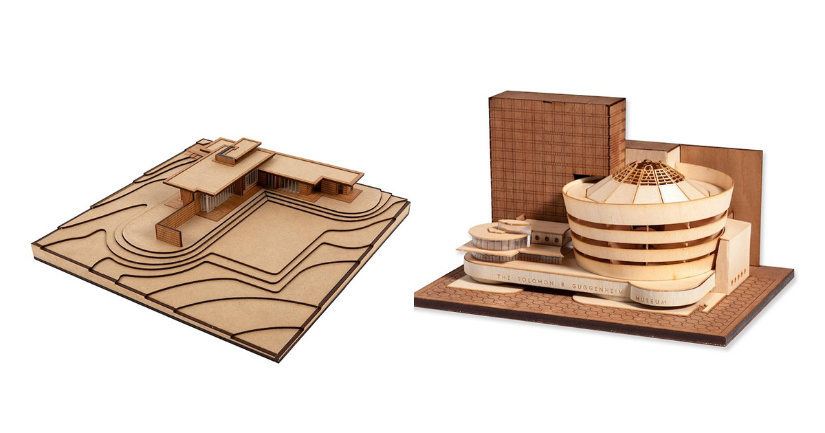 Kit de maquettes à l'échelle de la maison usonienne et du musée Guggenheim de Frank Lloyd Wright Projects