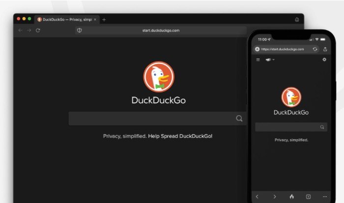 Confidentialité en ligne du navigateur de bureau minimaliste DuckDuckGo