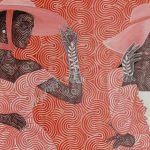 Des lignes courbes vibrantes traversent les peintures dynamiques de Foster Sakyiamah
