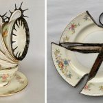 Des pointes, du fil rouillé et des ciseaux lient la porcelaine brisée dans les sculptures de Glen Taylor