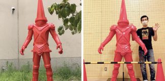 Cette armure épique est faite de cônes de signalisation